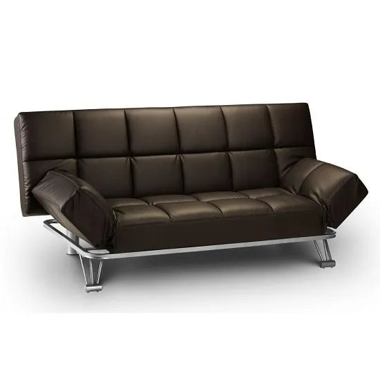 Arden Sofa Bed In Brown Faux Leather With Steel Frame