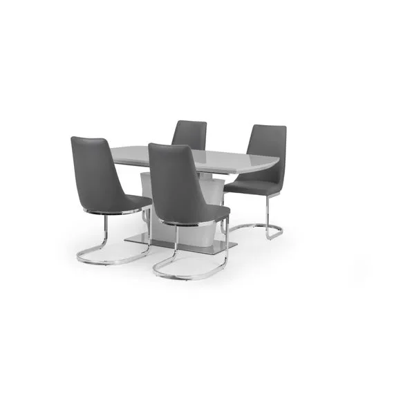 Como Set of 2 Dining Chairs, Grey Faux Leather 5