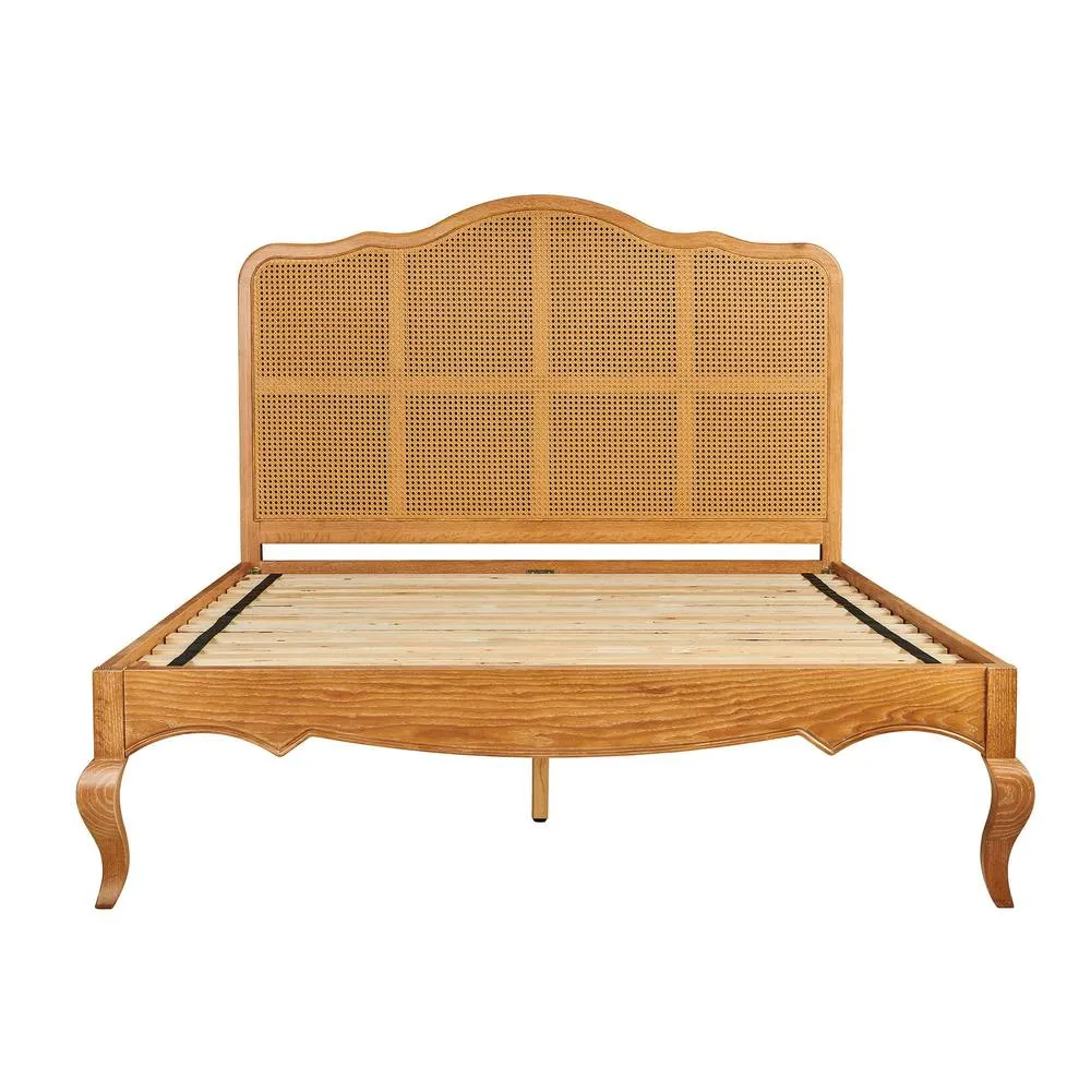 Statement Furniture Louis 5ft King Size Bed Frame with Rattan Cane Headboard in Brown 4