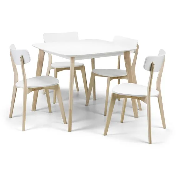 Casa 4 Seater Square Dining Table with 4 Chairs, White 6