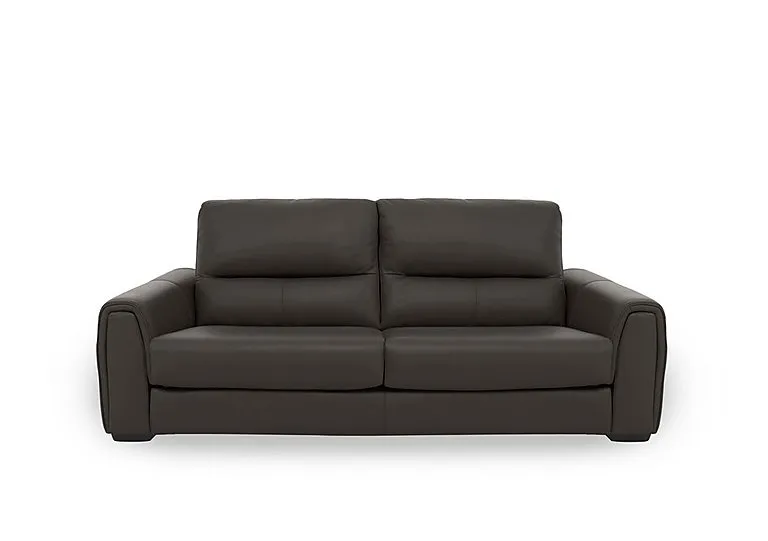 Flex Leather 3 Seater Sofa Bed with Storage Arms - Dark Chocolate