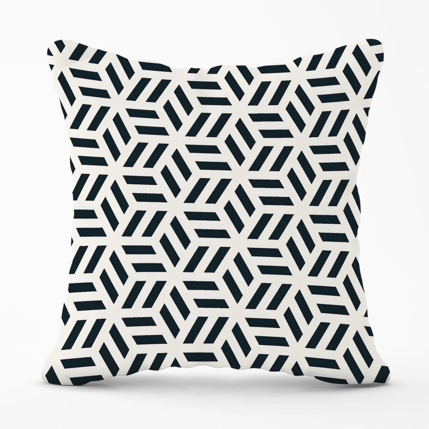 Warren Reed - Designer Geometric Monochrome Hexagonal Pattern Outdoor Cushion in Black