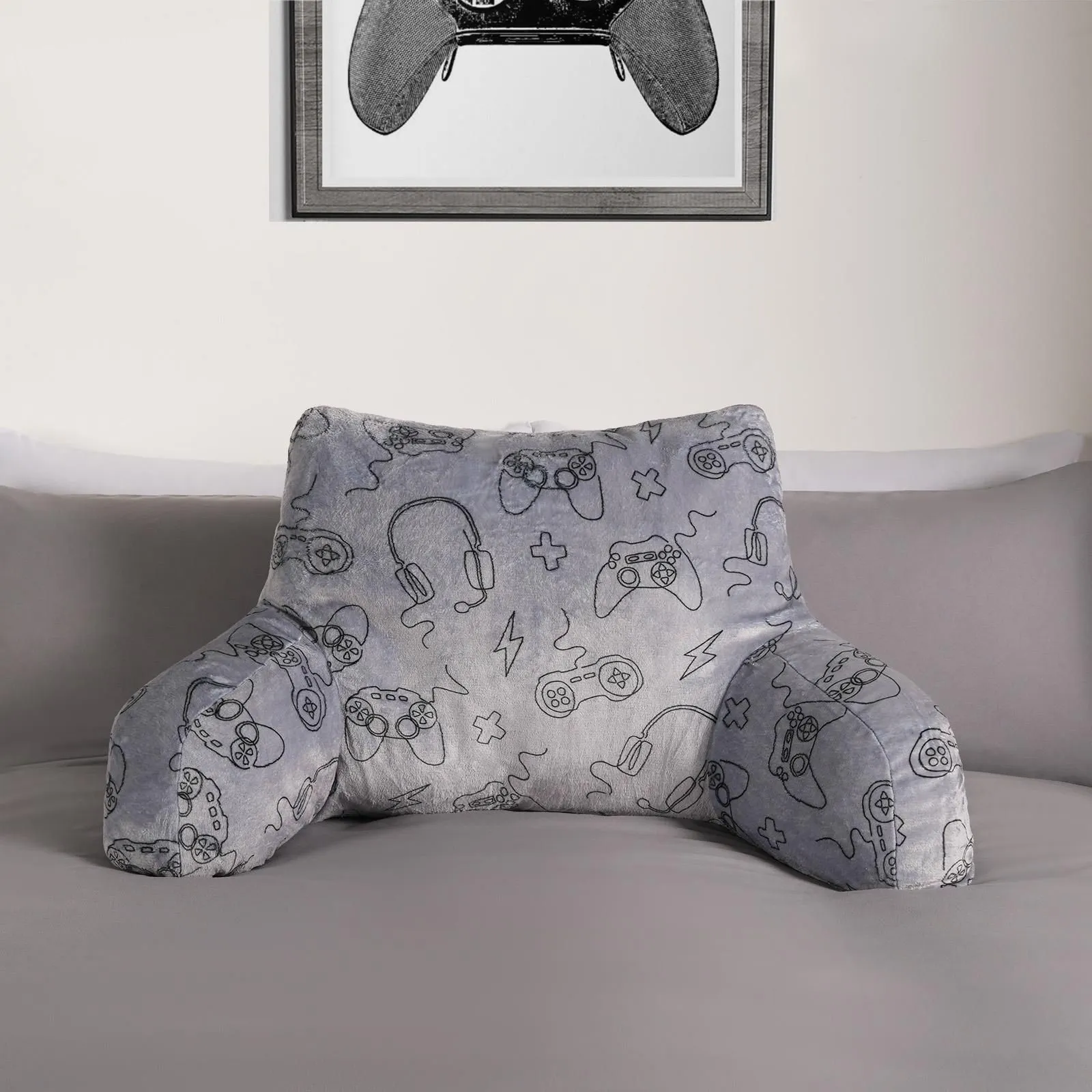 OHS Gaming Reading Cushion Filled Plump Padded Warm Bed Chair Soft Support Pillow in Charcoal