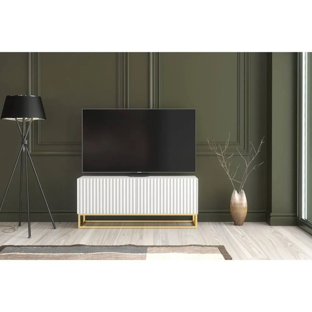 Creative Furniture Ripple TV Unit 100cm - White with Fluted Doors 3