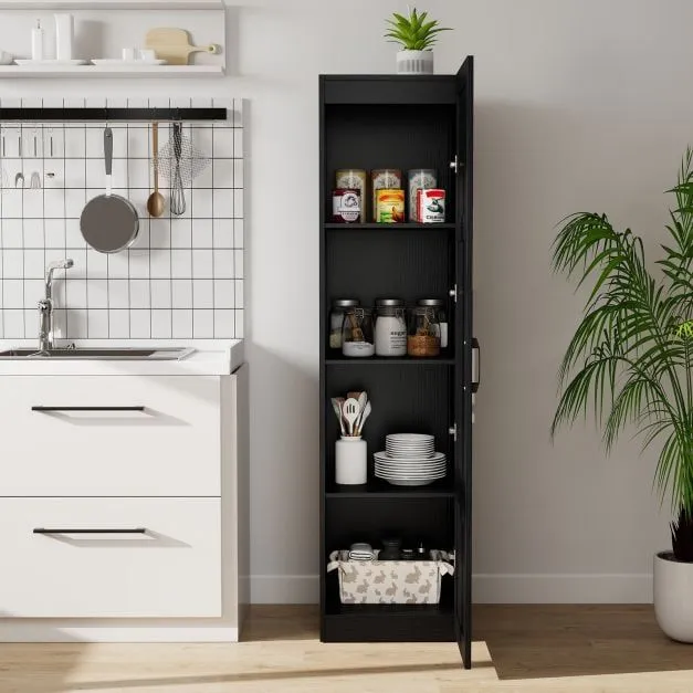 Costway 150 cm Tall Storage Cabinet 4-Tier Freestanding Floor Cabinet in Black
