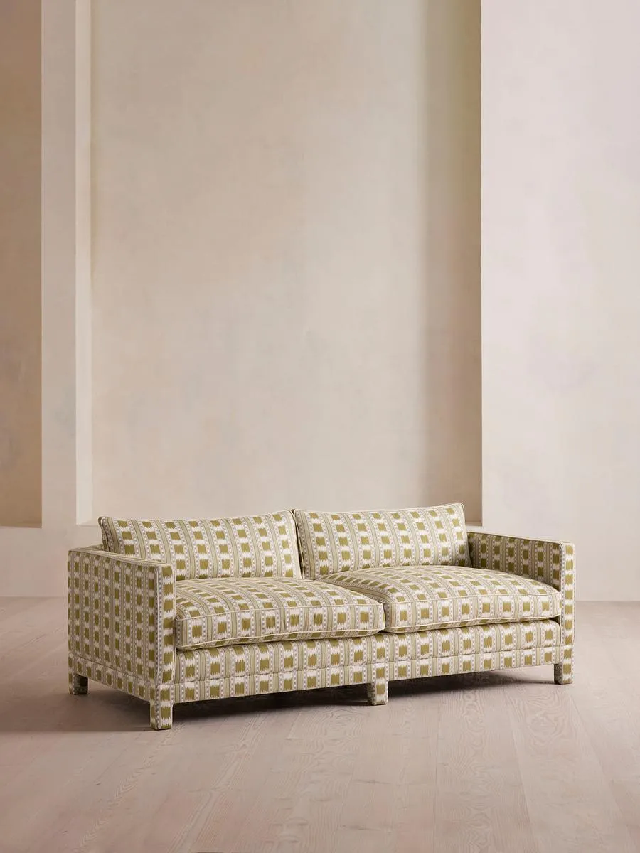 Ashford Three Seater Sofa, Ikat Stripe, Olive