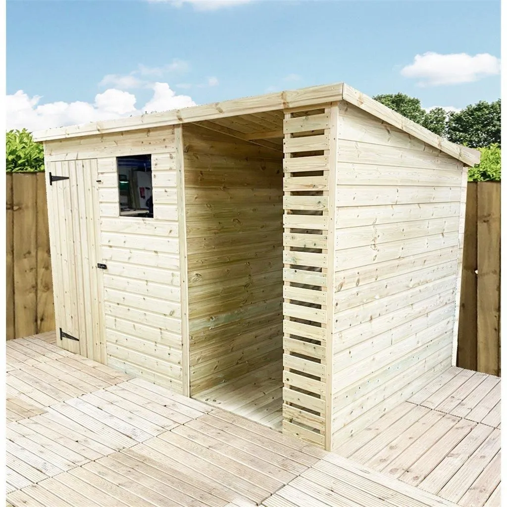 Marlborough 12 x 8 Pressure Treated Pent Shed With Storage Area in Natural 2