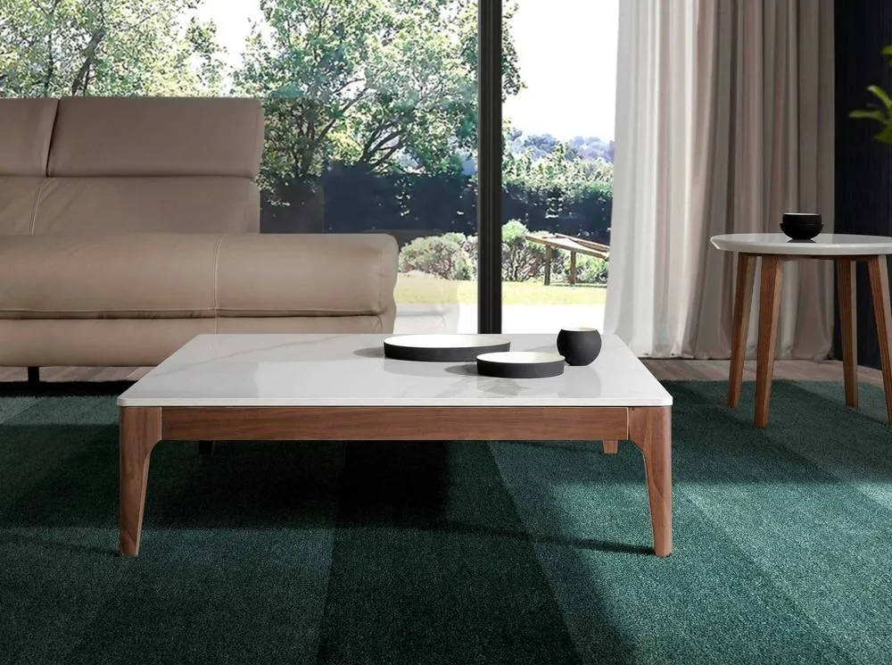 Angel Cerda Square Coffee Table 100x100x30 cm White Porcelain in Brown 6