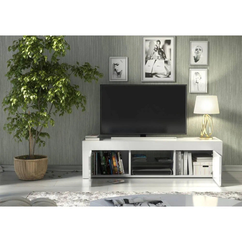 Creative Furniture Loom TV Unit 130cm - White with Gloss Doors 3