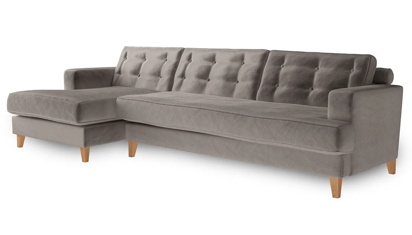 Heal's Mistral Left Hand Corner Sofa Velvet Mink Natural Feet