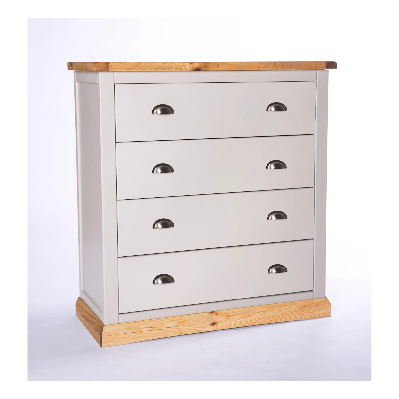 Cabinet Bits Bomporto 4 Drawer Chest of Drawers Chrome Cup Handle in Light Grey 3