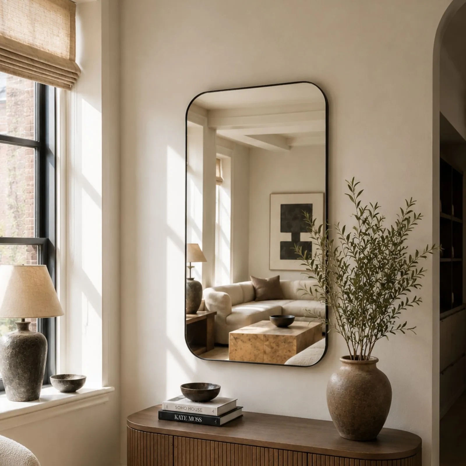 Yearn Mirrors Minimal Curved Mirror Black 90x60cm 4