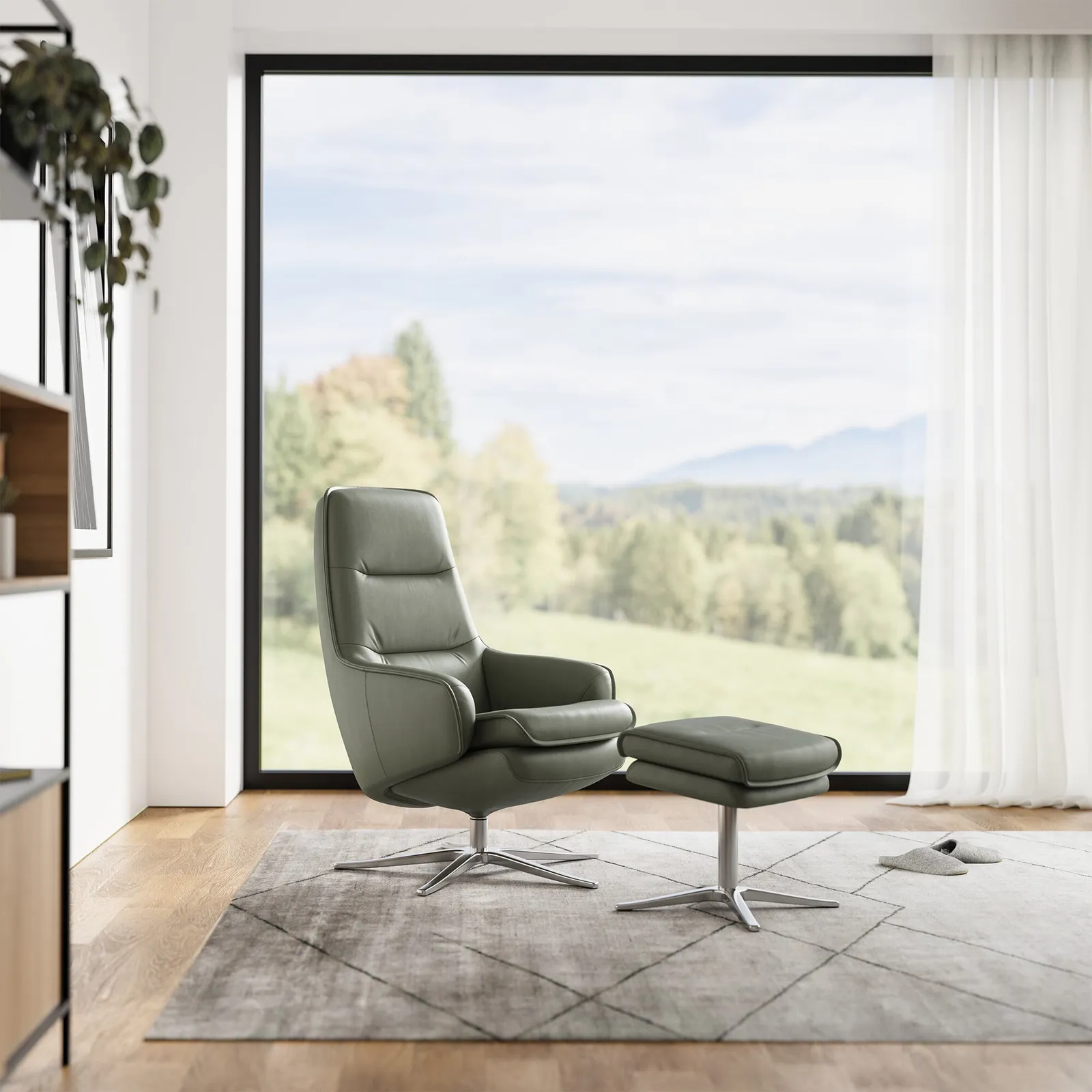 Nova Sp6200 Recliner Chair & Footstool Leather | Barker & Stonehouse 2