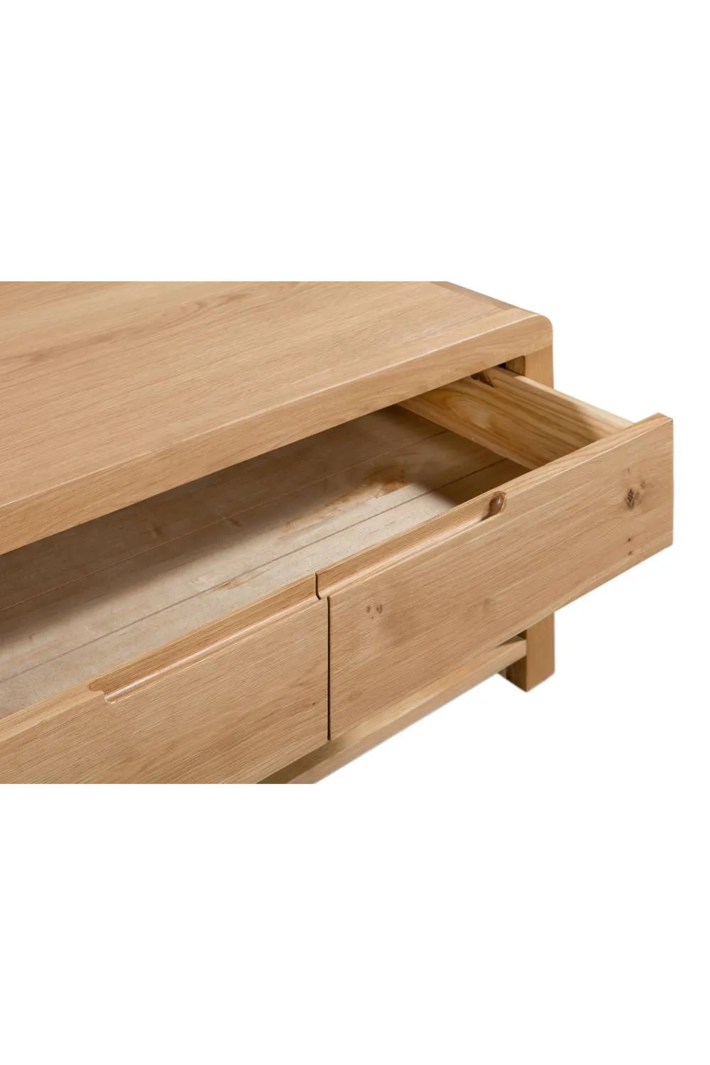 Julian Bowen Curve 2 Drawer Coffee Table with Shelf in Light Oak 6