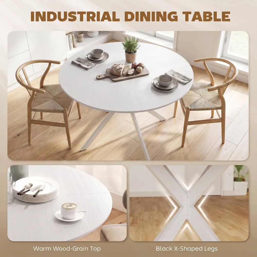 HOMCOM 120 cm Dining Table for 4, Industrial Kitchen Table with Steel Legs in White 4