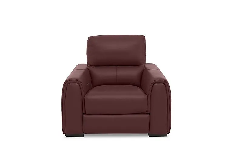 Flex Leather Power Recliner Armchair with Storage Arms - BV Deep Red