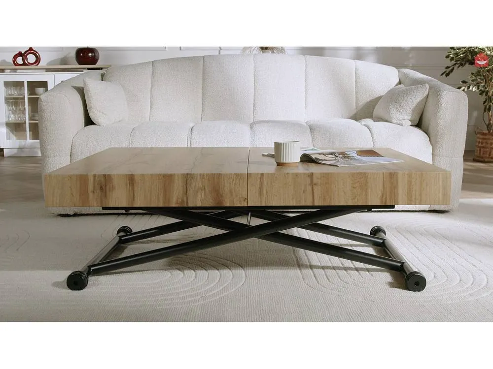 Vente-unique Extendable & Adjustable 2 - In - 1 Table - MDF & Steel - Natural in Black 4