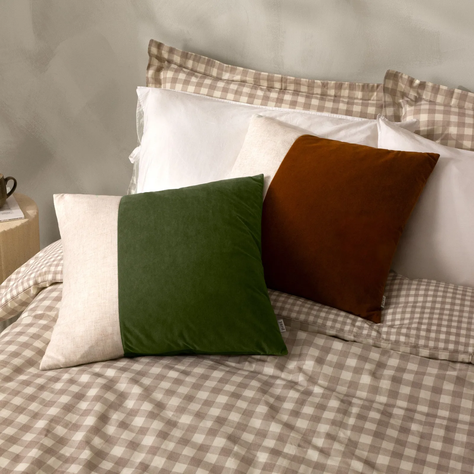 Yard Morden Soft-Washed Velvet Cushion in Dark Olive 5
