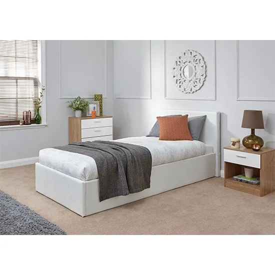 End Lift Ottoman Single Bed In White