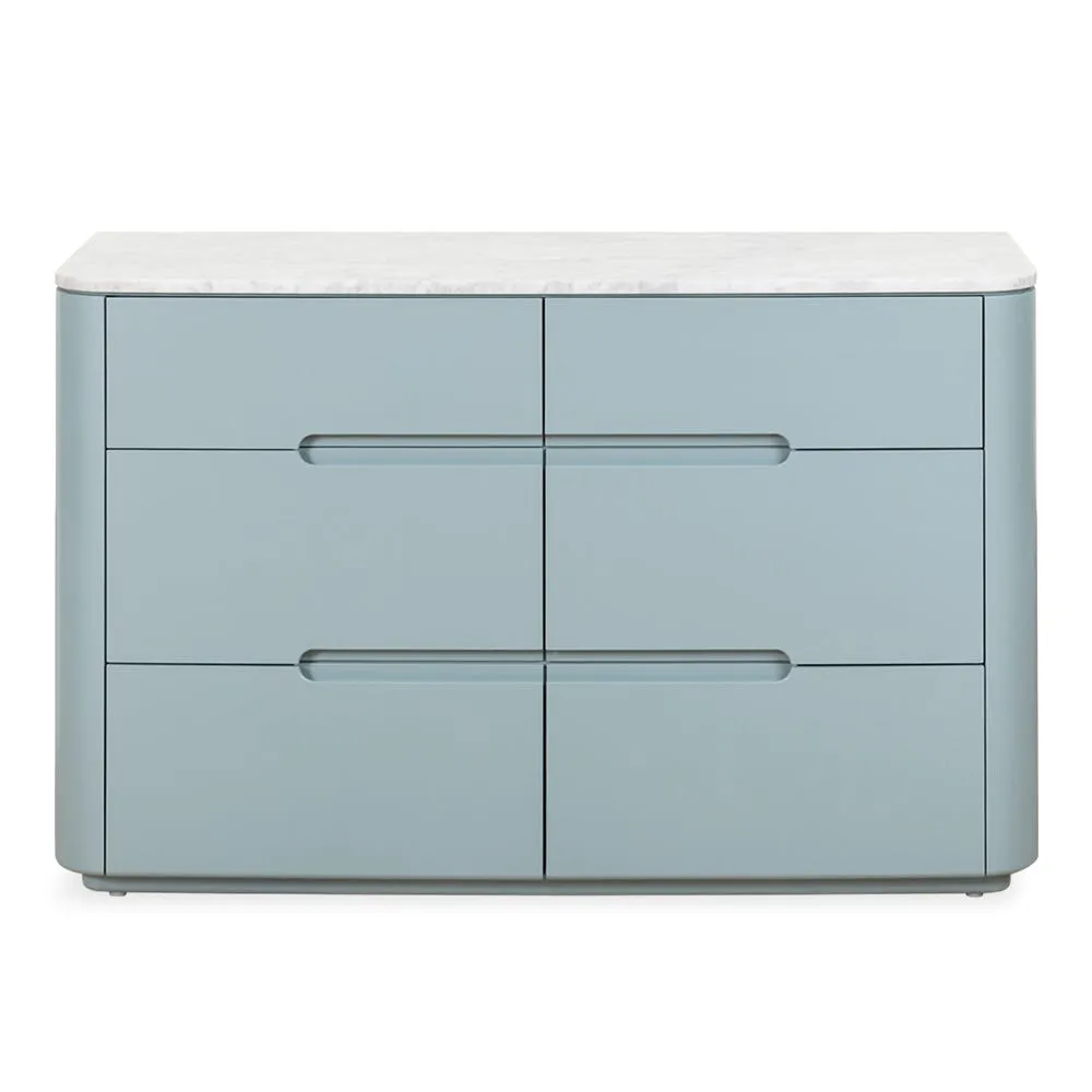 Heal's Florian 6 Drawer Wide Chest in Blue