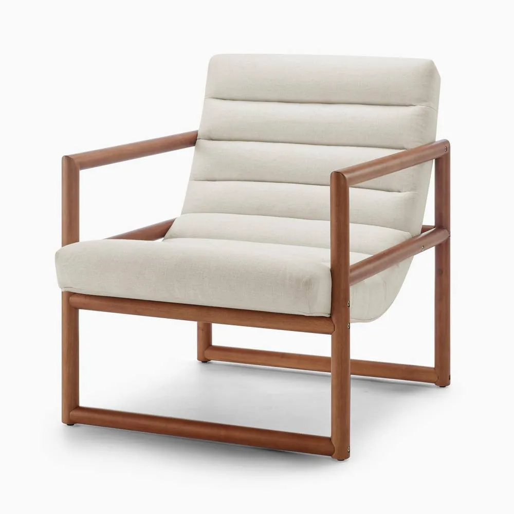 FurnitureboxUK Cassia Beige Fabric Mid Century Modern Accent Chair 4