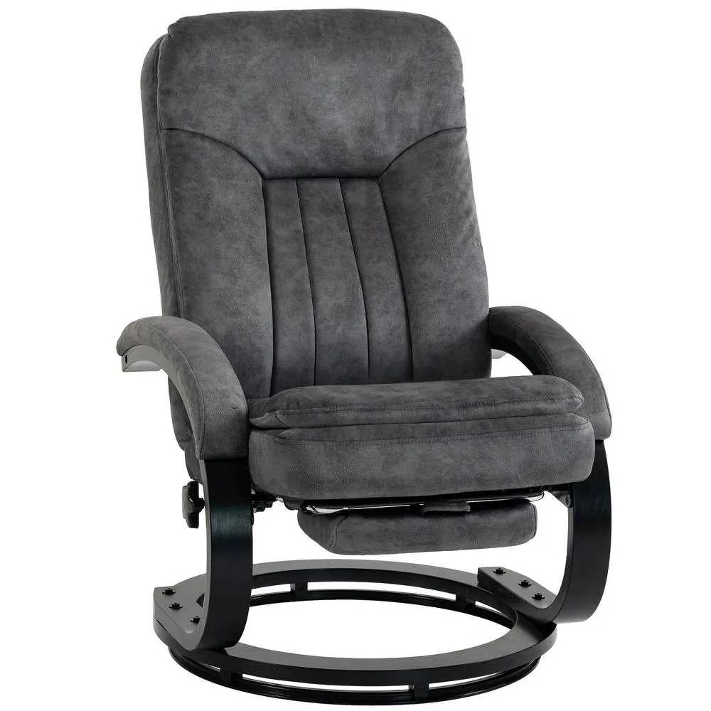 HOMCOM Swivel Recliner Chair, Velvet Manual Recliner Armchair in Dark Grey 1