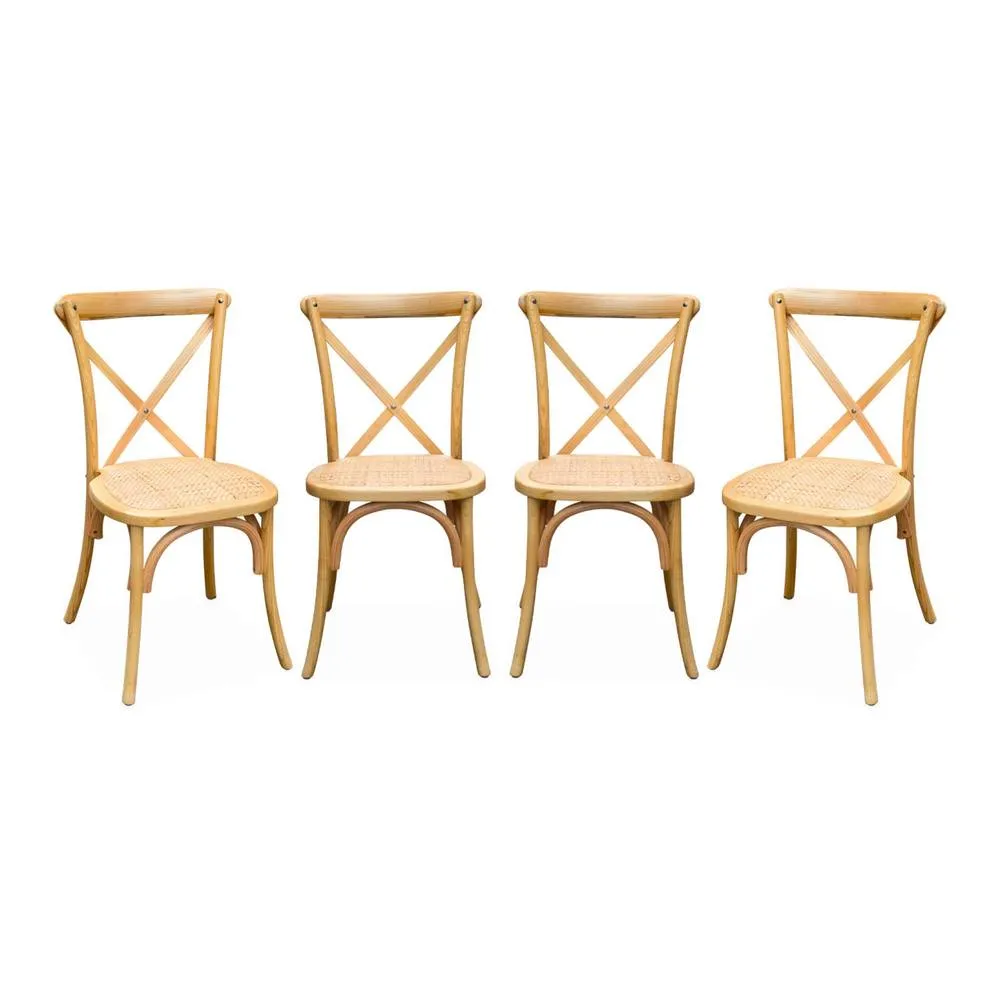 sweeek Set of 4 vintage wooden bistro chairs in Beige 2