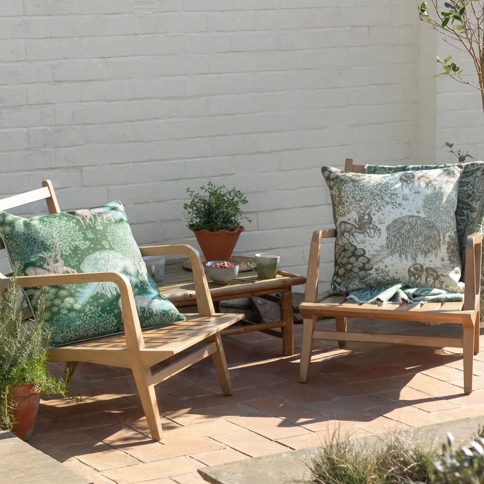 Morris & Co The Brook Printed Outdoor Cushion in Beige 5
