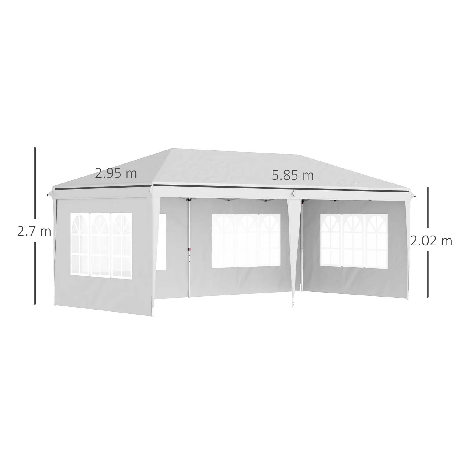 OUTSUNNY 3 x 6m Garden Pop Up Gazebo, Height Adjustable in White 3