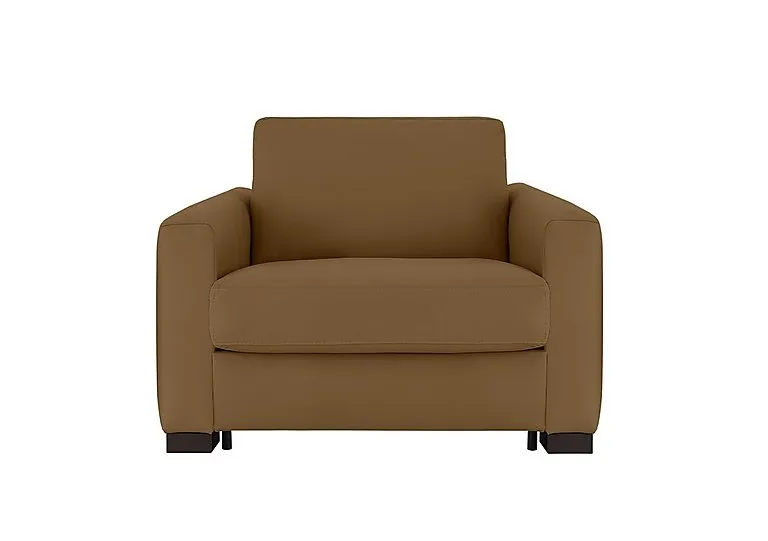 Alcova Leather Chair Sofa Bed with Box Arms - Botero Cuoio