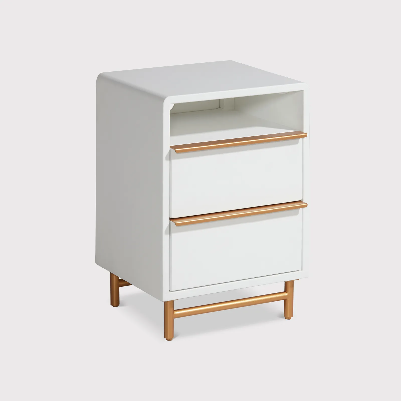 Gemini 2 Drawer Bedside Table, White | Barker & Stonehouse
