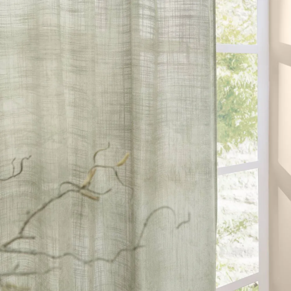 Yard Cirrus Woven Sheer Curtain Panel Eucalyptus 140Cm Width 250Cm Drop, Green 5