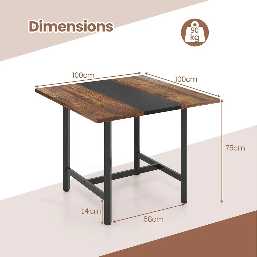 Costway 100CM Square Conference Table Meeting Room Table in Brown 4
