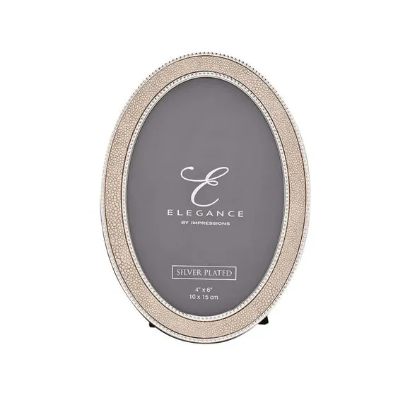 Elegance Metal Plated Faux Shagreen Oval Photo Frame 2