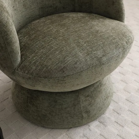 Tulip Chenille Curved Swivel Accent Chair 2