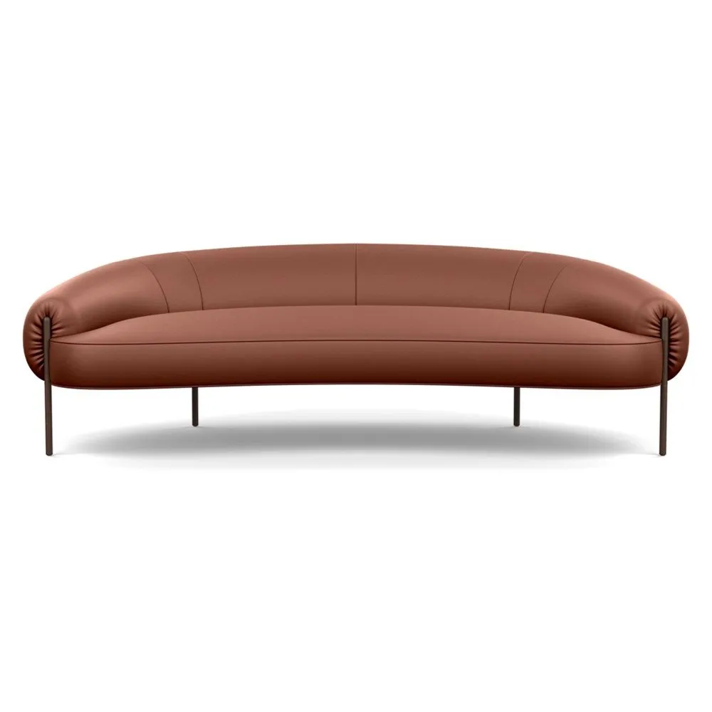 Heal's Isola 3 Seater Sofa Leather Grain Dark Brown 068 Bronze Feet 1
