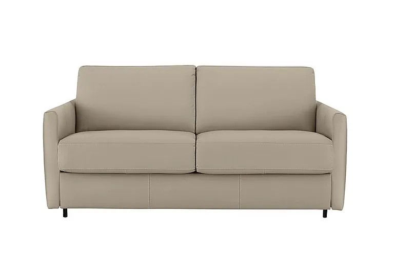 Alcova 2.5 Seater Leather Sofa Bed with Slim Arms - Torello Fango