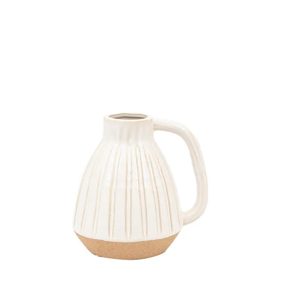 Crossland Grove Nancy Ceramic Handled Vase White 165X130X165Mm, White