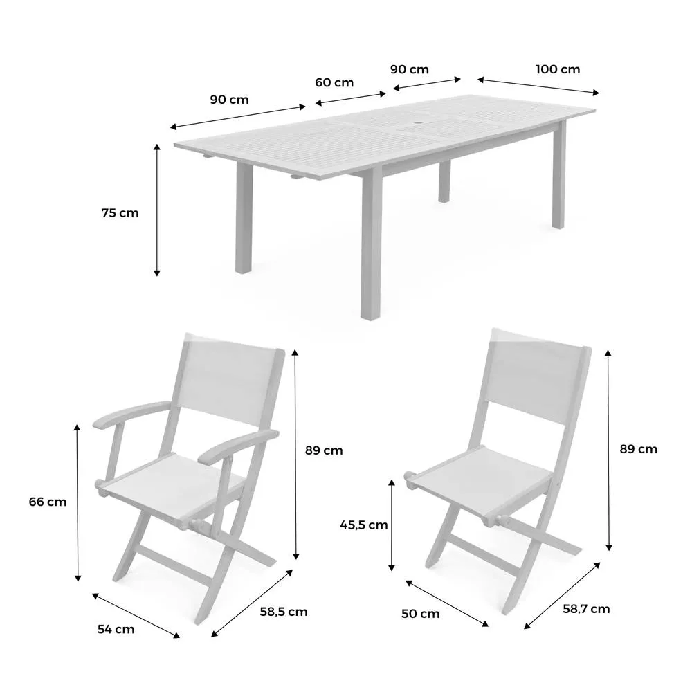 sweeek 8-seater Extendable Wooden Garden Table Set With 8 Chairs in Light Brown 5