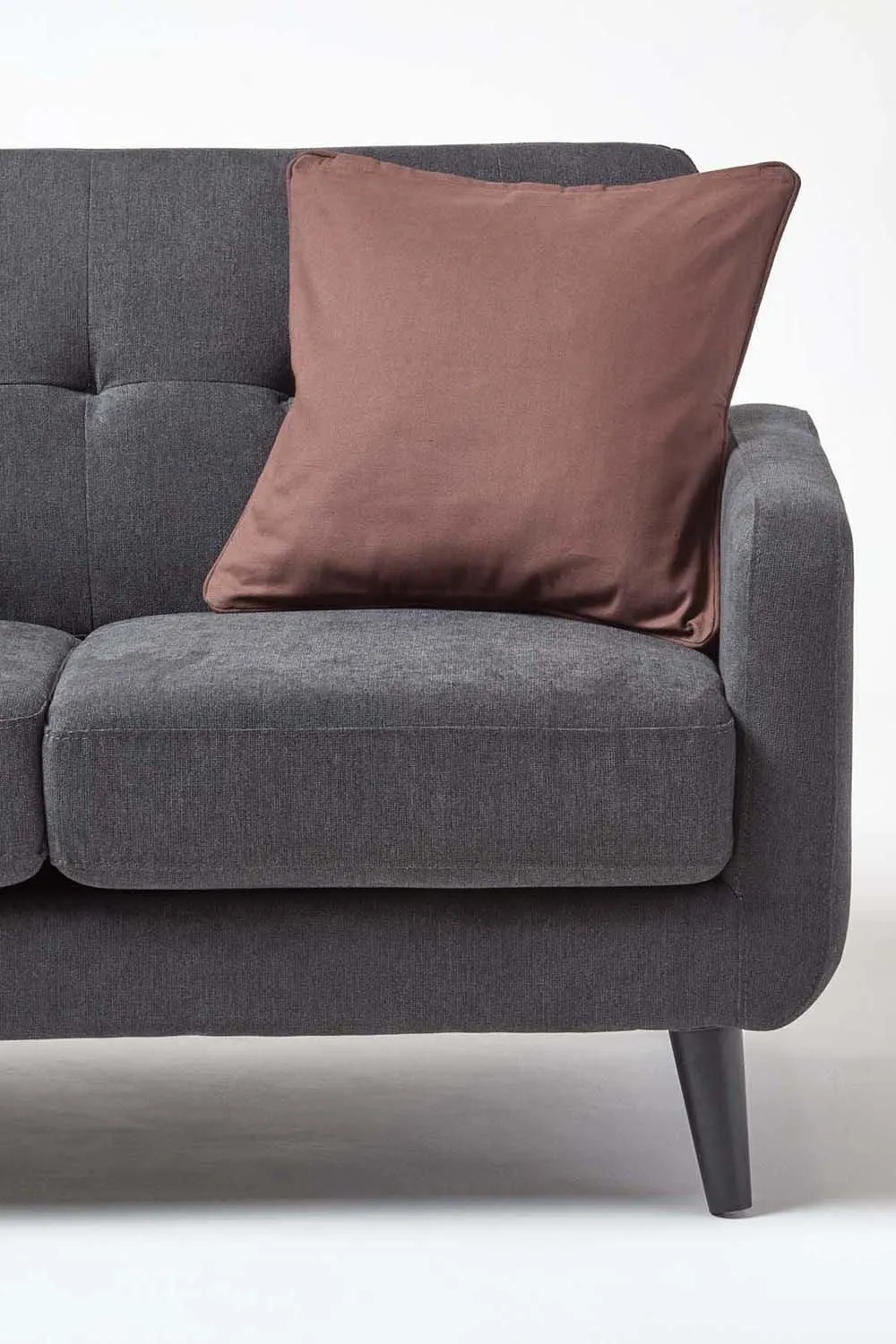Homescapes Cotton Plain Cushion Cover in Chocolate 4