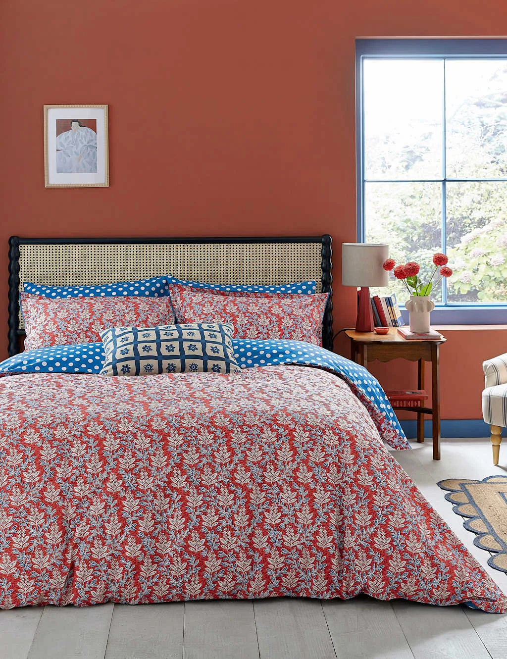 LAND & SHORE Pure Cotton Willa Bedding Set Red Mix