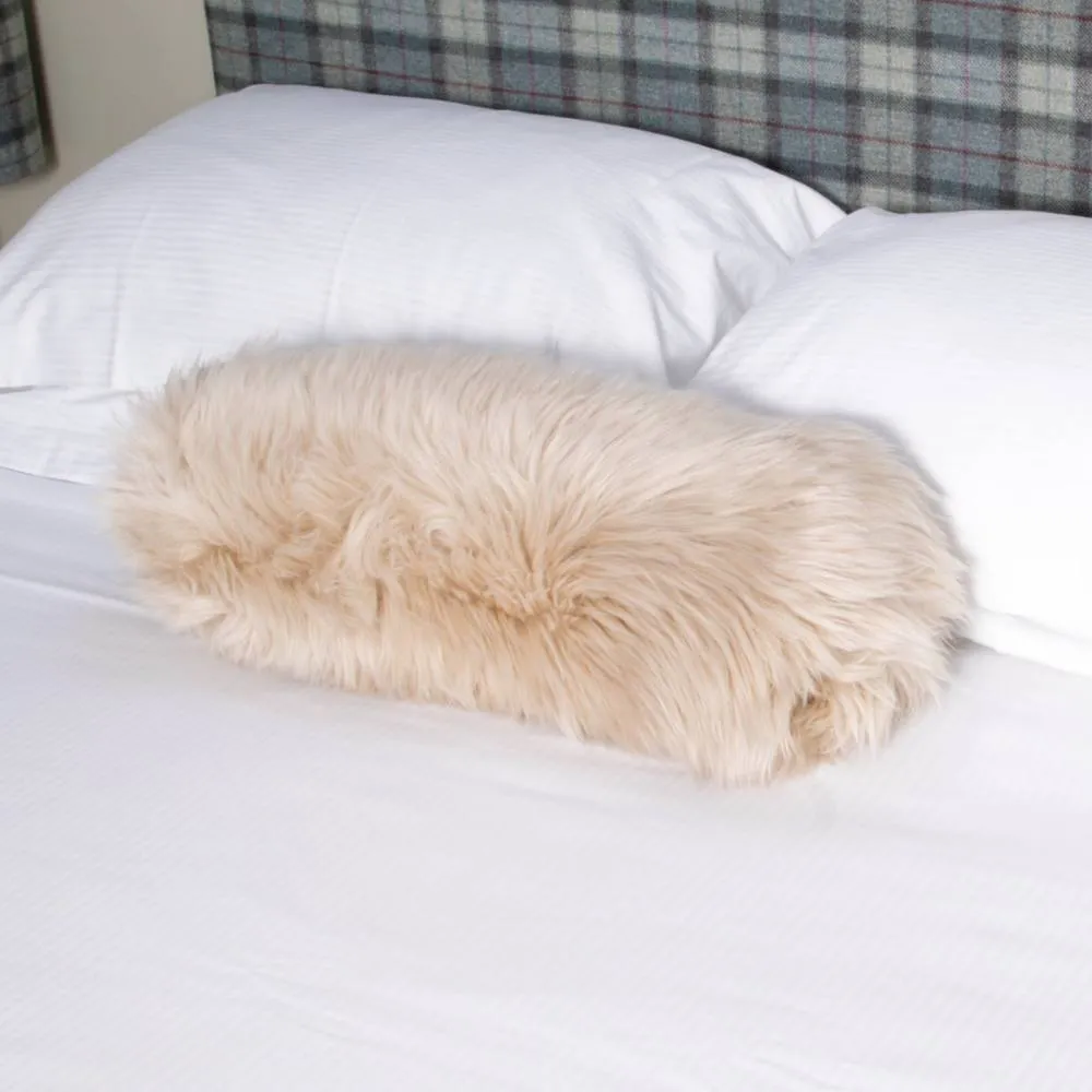 Native Natural Sheepskin Beige Lumbar Cushion
