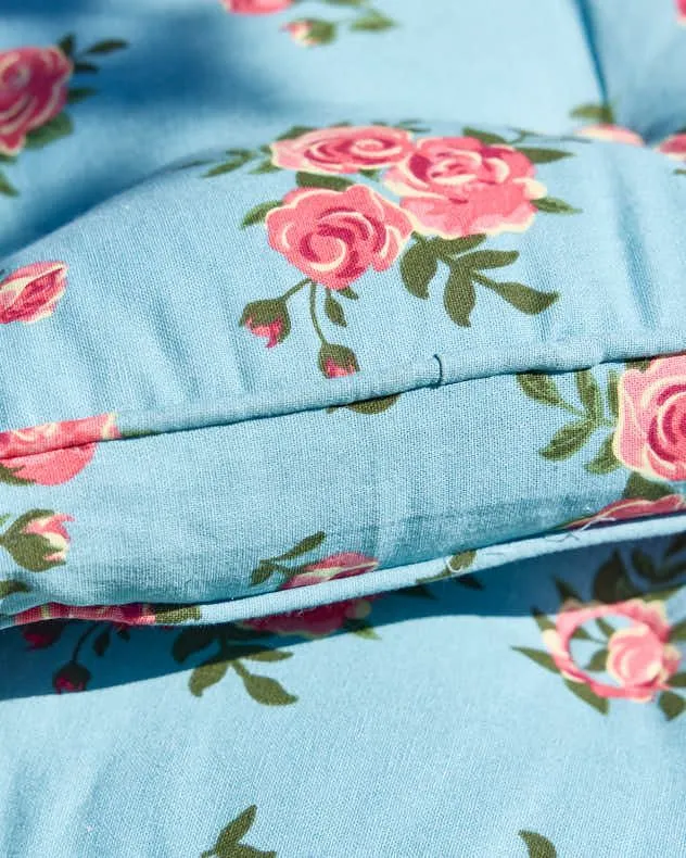 Dibor Set of 4 Floral Blue Summer Outdoor Garden Chair Seat Pad Box Cushions W45 x L45cm 4