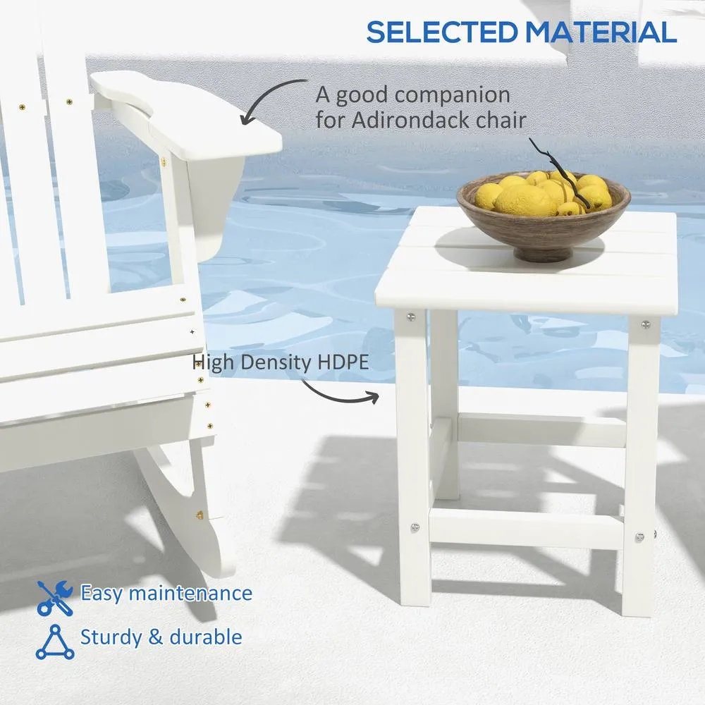 OUTSUNNY Square Coffee Table, HDPE Side Table for Porch, Garden, White 4