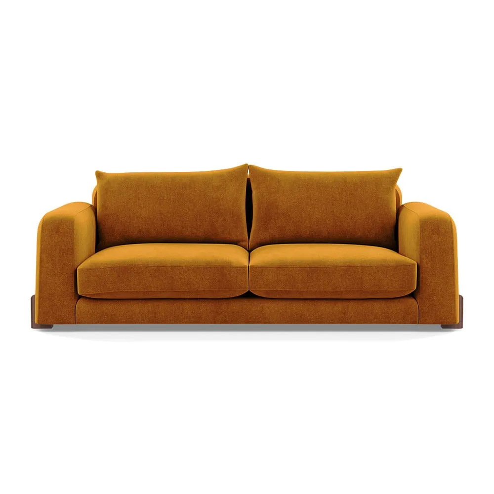 Heal's Nuvola 4 Seater Sofa Smart Luxe Velvet Cognac Walnut Stained Feet 1