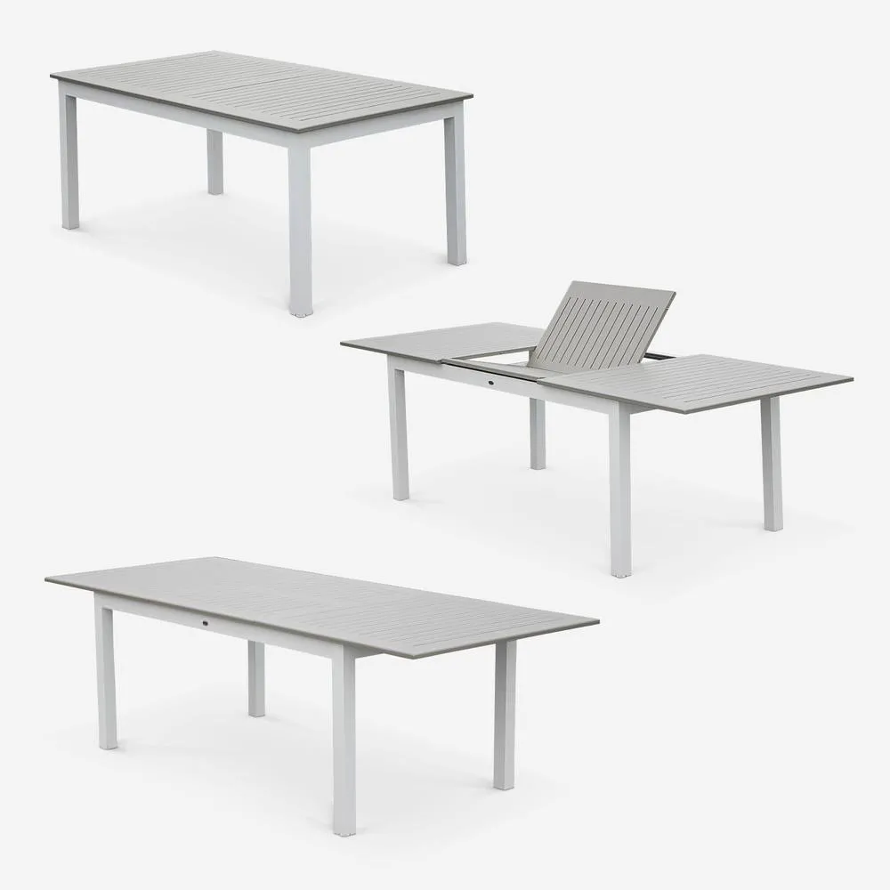 sweeek 8-seater Extendable Aluminium Garden Table Set With Chairs in Brown 3
