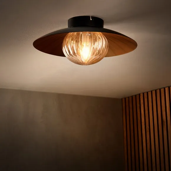 Delano Black & Gold Flush Ceiling Fitting 2