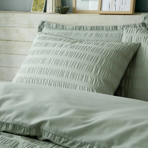 Aria Seersucker 100% Cotton Duvet Cover & Pillowcase Set 2
