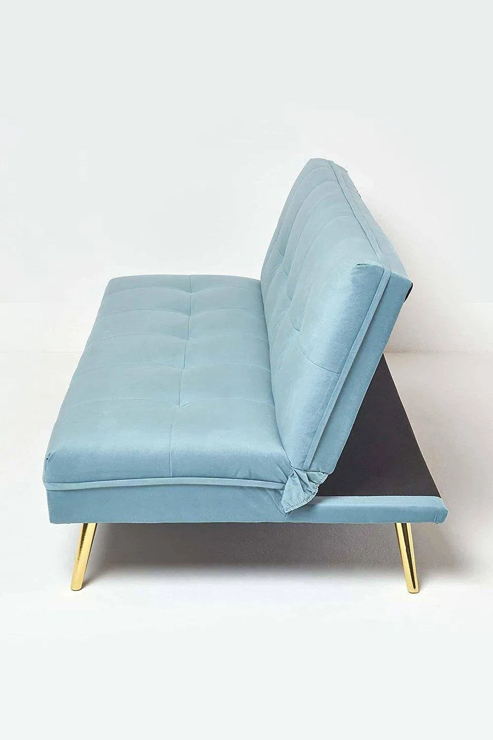 Homescapes Laurie Velvet Click Clack Sofa Bed in Blue 4