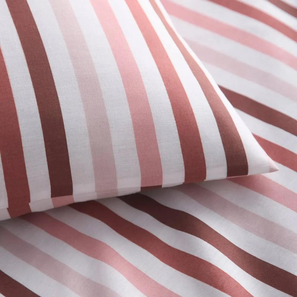 Portfolio Home Ombre Pencil Stripe Geometric Duvet Cover Set With Pillow Case Bedding in Pink 2
